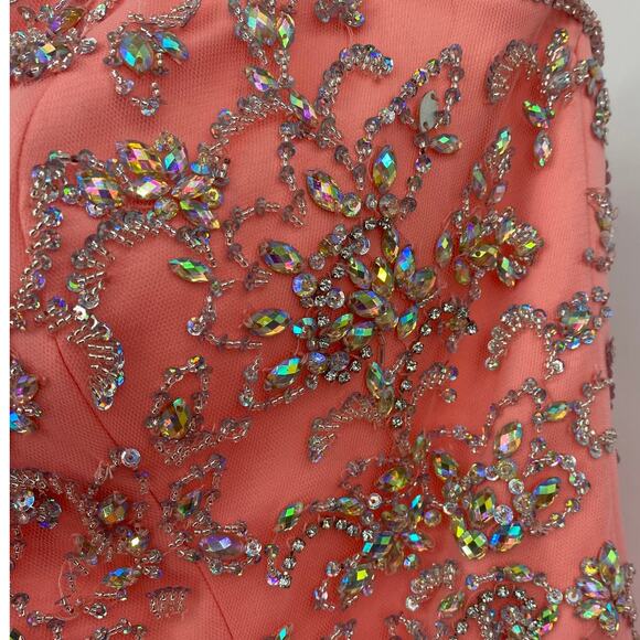 Morilee Gown Layered Tulle Strapless Beaded Embellished Bodice Pink NEW Womens 8 - Picture 5 of 13